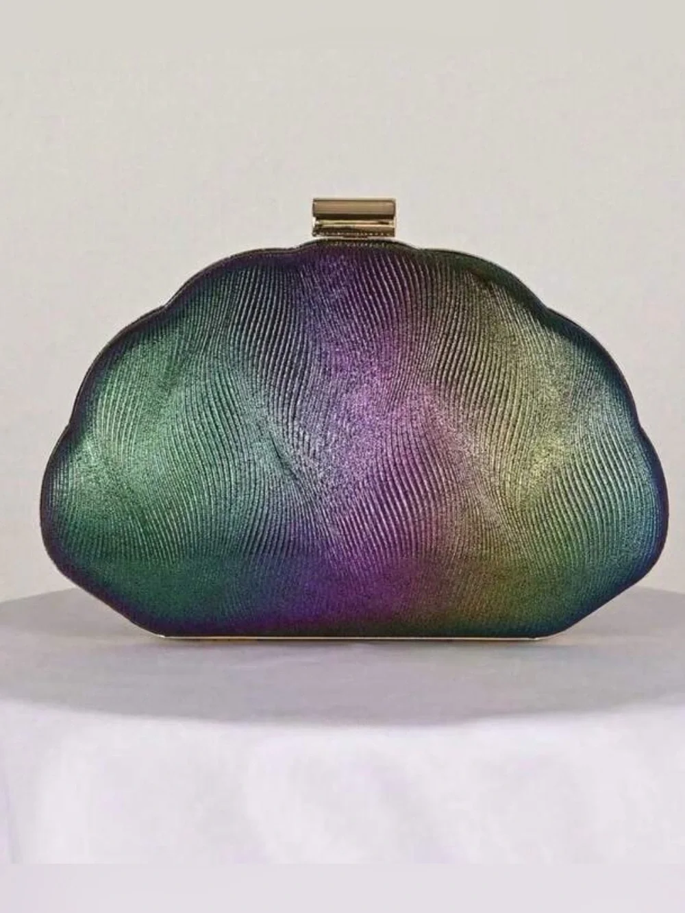 Iridescent Shell Clutch Wristlet in Green & Purple